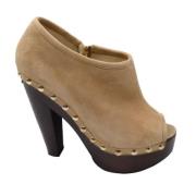 Beige Suède Peep Toe Enkellaarzen Jimmy Choo Pre-owned , Beige , Dames