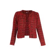 Rode Wol Bouclé-Tweed Jas IRO , Red , Dames