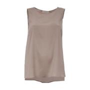 Zijden Mouwloze Top Le Tricot Perugia , Beige , Dames