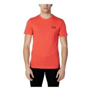 Rode effen ronde hals T-shirt voor heren Emporio Armani EA7 , Red , He...