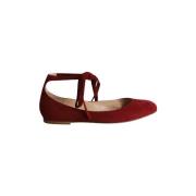 Pre-owned Suede flats Gianvito Rossi Pre-owned , Red , Dames