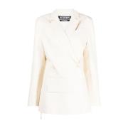 Witte Asymmetrische Dubbelrij Blazer Jacquemus , White , Dames