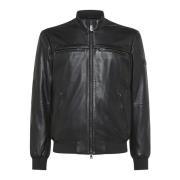 Zwarte Bikerjas van Zacht Nappa Leer Peuterey , Black , Heren