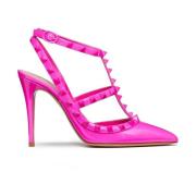 Fuchsia Rockstud Enkelband Pumps Valentino Garavani , Pink , Dames