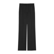 Geplooide Zijden Broek Saint Laurent , Black , Dames