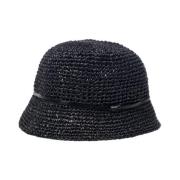 Chique Italiaanse hoed met echt leren detail Le Tricot Perugia , Black...