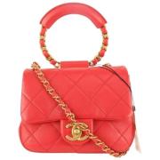 Tijdloze leren handtas voor vrouwen Chanel Vintage , Red , Dames