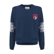 Blauwe Trui met Logo Patch en Print MC2 Saint Barth , Blue , Heren