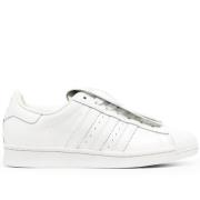 Fringe Lage Sneakers, Leer, Rubberen Zool Adidas , White , Dames