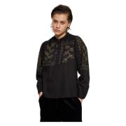 Oriane geborduurde blouse Antik Batik , Black , Dames