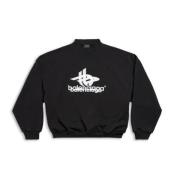 Gelaagde Sport Ronde Oversized Sweatshirt Balenciaga , Black , Dames