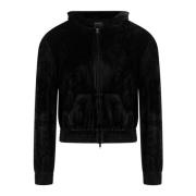 Zwarte hoodie met ritssluiting en strass detail Balenciaga , Black , H...