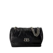 Zwarte Leren Monaco Hobo Tas Balenciaga , Black , Dames