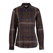 Praline Geruite Overhemd Barbour , Brown , Dames