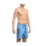 Lichtblauwe Zwemshorts met Laagjesdetail Bikkembergs , Blue , Heren