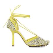 Gele Metallic Leren Sandalen Bottega Veneta , Yellow , Dames