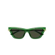 Dames Cateye Zonnebril in Groen Transparant Bottega Veneta , Green , D...