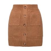 Verhoogde Gebreide Minirok Burberry , Brown , Dames