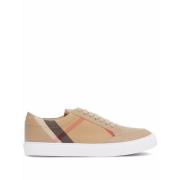 Beige House Check Lage Sneakers Burberry , Beige , Dames