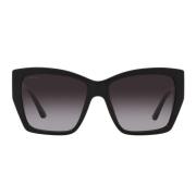 Unieke vierkante zonnebril met zwart montuur en grijze verloopglazen B...