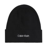 Zwarte Gebreide Beanie - Essential Stijl Calvin Klein , Black , Dames