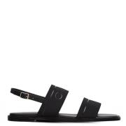 Leren platte sandalen voor vrouwen Calvin Klein , Black , Dames