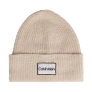 Luxe Wol Beanie - Stijlvolle Damesmuts Calvin Klein , Beige , Dames