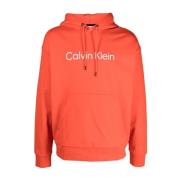 Oranje Katoenen Hoodie voor Heren Calvin Klein , Orange , Heren