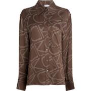 Monogram Print Dames Overhemd Calvin Klein , Brown , Dames