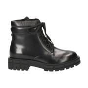 Zwarte Leren Veterschoenen Caprice , Black , Dames