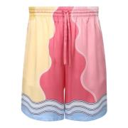 Bedrukte Satijnen Bermuda Shorts Casablanca , Pink , Heren