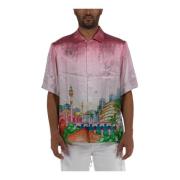 Cubaanse Kraag Korte Mouw Shirt Casablanca , Pink , Heren