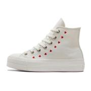 Witte Rode Harten Sneakers Converse , White , Dames