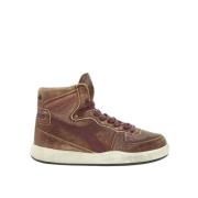 Metallic Leren Hoge Sneakers Diadora , Brown , Dames