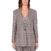 Oversized Geruite Blazer, Bruin Dixie , Brown , Dames