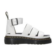 Witte platte leren sandalen met verstelbare enkelband Dr. Martens , Wh...