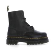 Zwarte Leren Dameslaarzen met Plateauzool Dr. Martens , Black , Dames