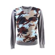 Italiaanse Exclusieve Camouflage Wol V-Hals Trui Dsquared2 , Gray , He...