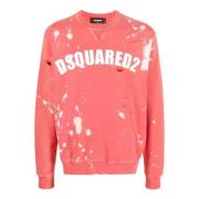 Koraalrode Oversized Sweater Dsquared2 , Red , Heren