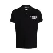 Zwart Polo T-Shirt met knoopsluiting Dsquared2 , Black , Heren