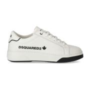 Witte Leren Bumper Sneaker met Logo Dsquared2 , White , Heren