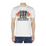 Surf Beach Wit T-shirt voor Heren Dsquared2 , White , Heren