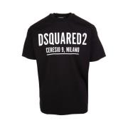 Coole Logo Print T-Shirt Zwart Korte Mouw Dsquared2 , Black , Heren
