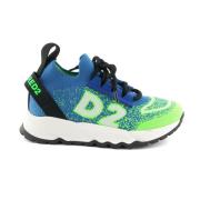 Blauw/Groene Sneaker met Unieke Stofdetails Dsquared2 , Blue , Dames