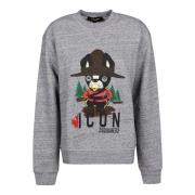 Grafisch Bedrukte Sweatshirt, Oversized Fit, Donkergrijs Melange Dsqua...