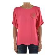 Zijden Logo T-Shirt voor Dames Dsquared2 , Pink , Dames