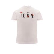 Iconische Heart Pixel Print Katoenen T-Shirt Dsquared2 , White , Heren