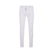 Witte Slim Fit Jeans met Mid-Rise Taille Dsquared2 , White , Heren
