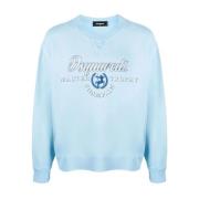 Lichtblauwe Cool Fit Crew-Neck Sweatshirt Dsquared2 , Blue , Heren