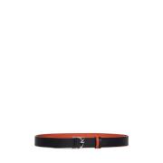 Zwart Omkeerbare Leren Riem met Zilverkleurig Metaal Dsquared2 , Black...